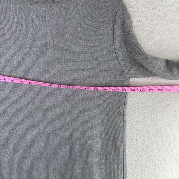 Tahari Sweater Womens Medium Gray Fringe Hem Open Front‎ Long Cardigan Duster - Picture 10 of 10